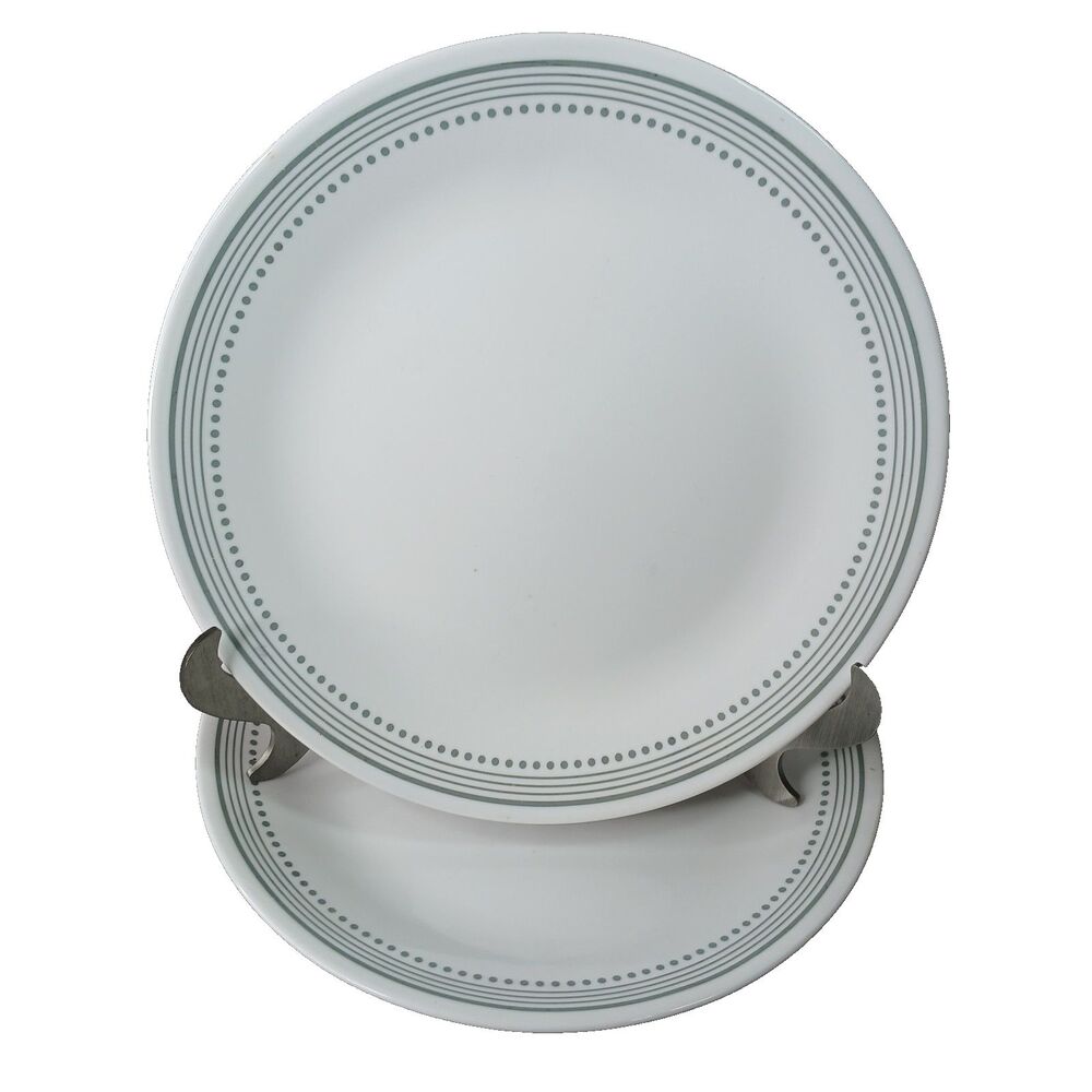 Corelle Mystic Gray Corning 2 Dinner Plates Made in USA 10" Vitrelle Glass